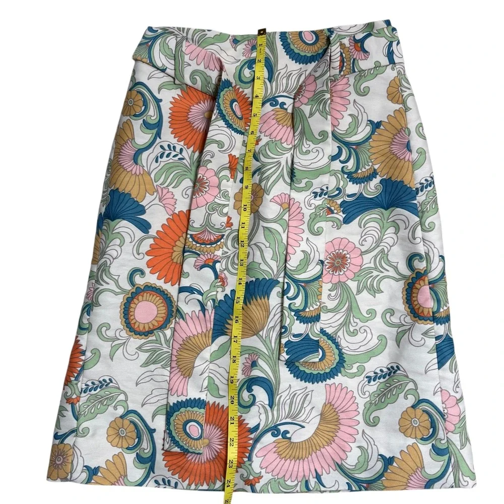 J Crew Retro‎ Floral  Wrap Tie Waist Pencil Skirt Size 0 Botanical Print
